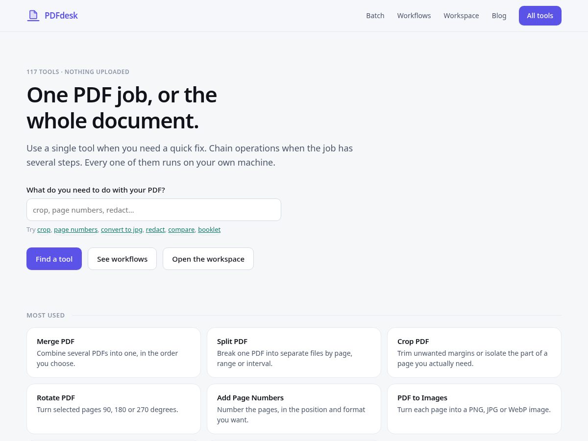 Landing-page snapshot of pdfdesk.org