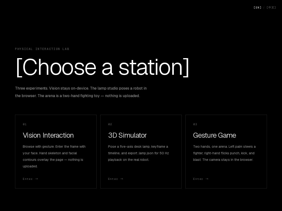Landing-page snapshot of physicalinteractionlab.org