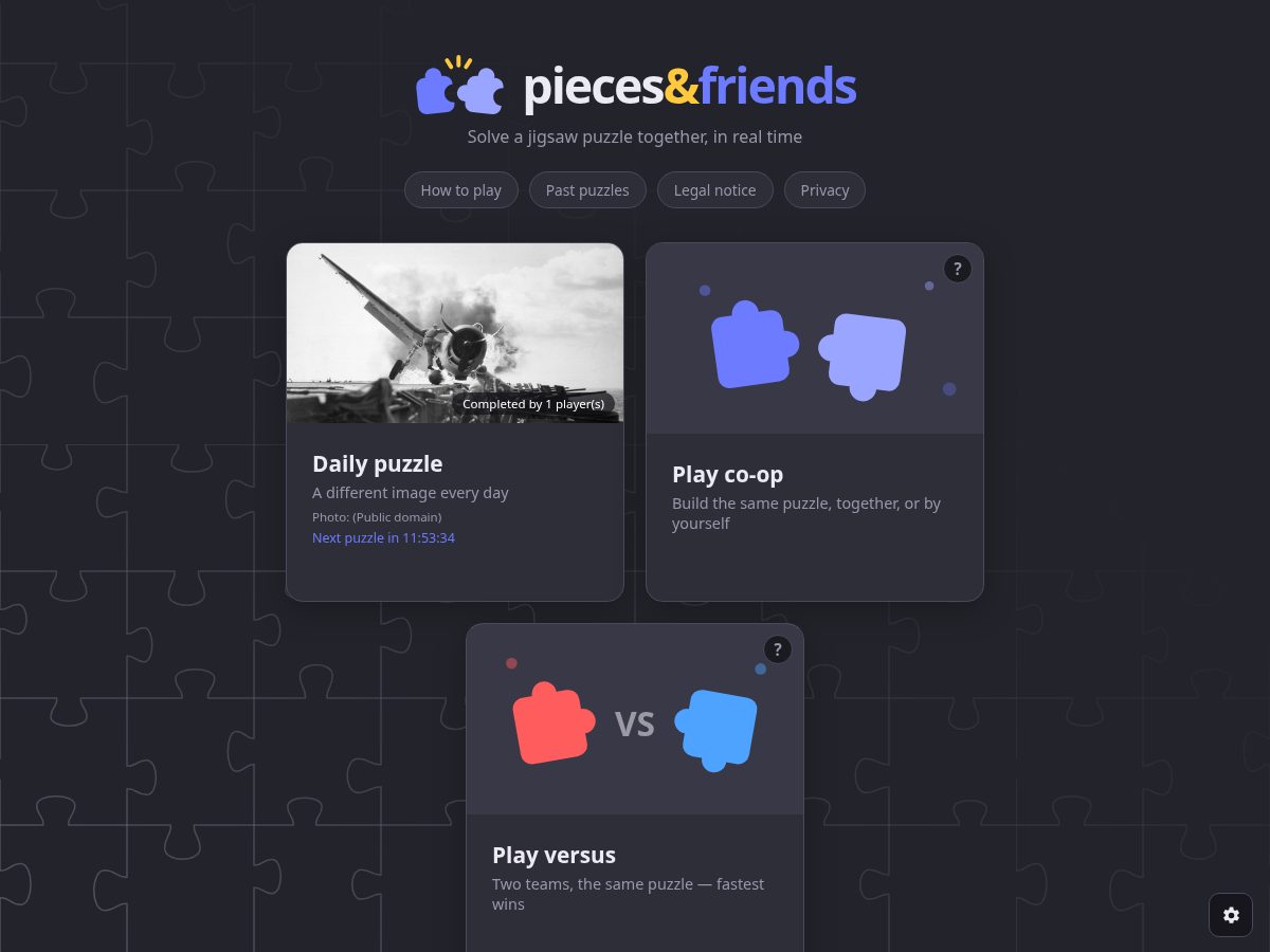 Landing-page snapshot of piecesandfriends.com