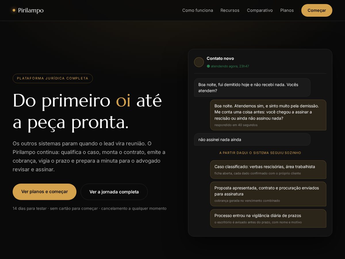 Landing-page snapshot of pirilampo.pro