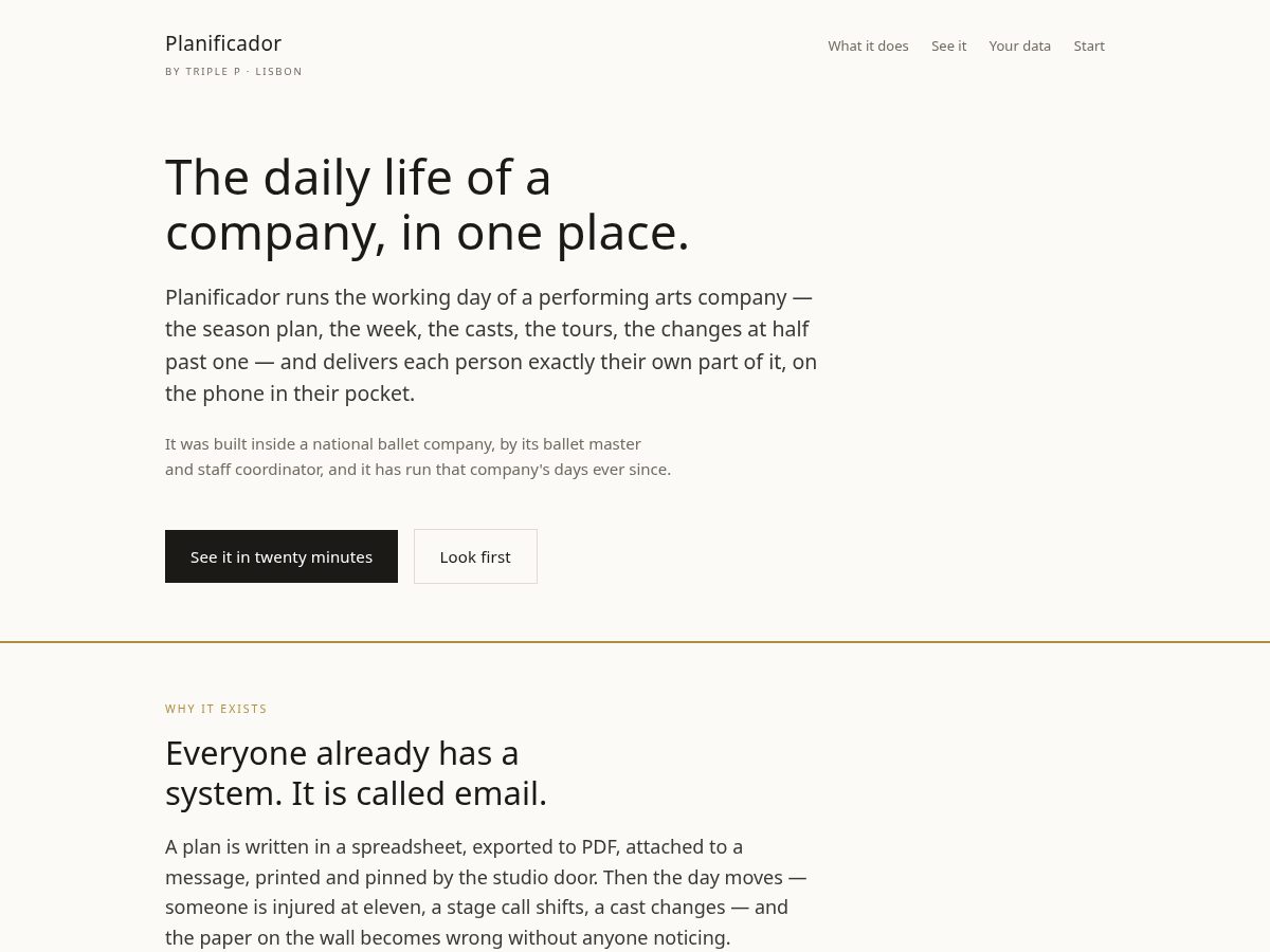 Landing-page snapshot of planificador.net