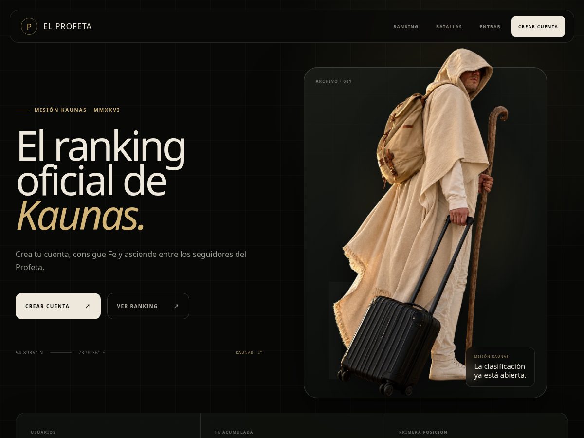 Landing-page snapshot of profetadekaunas.com