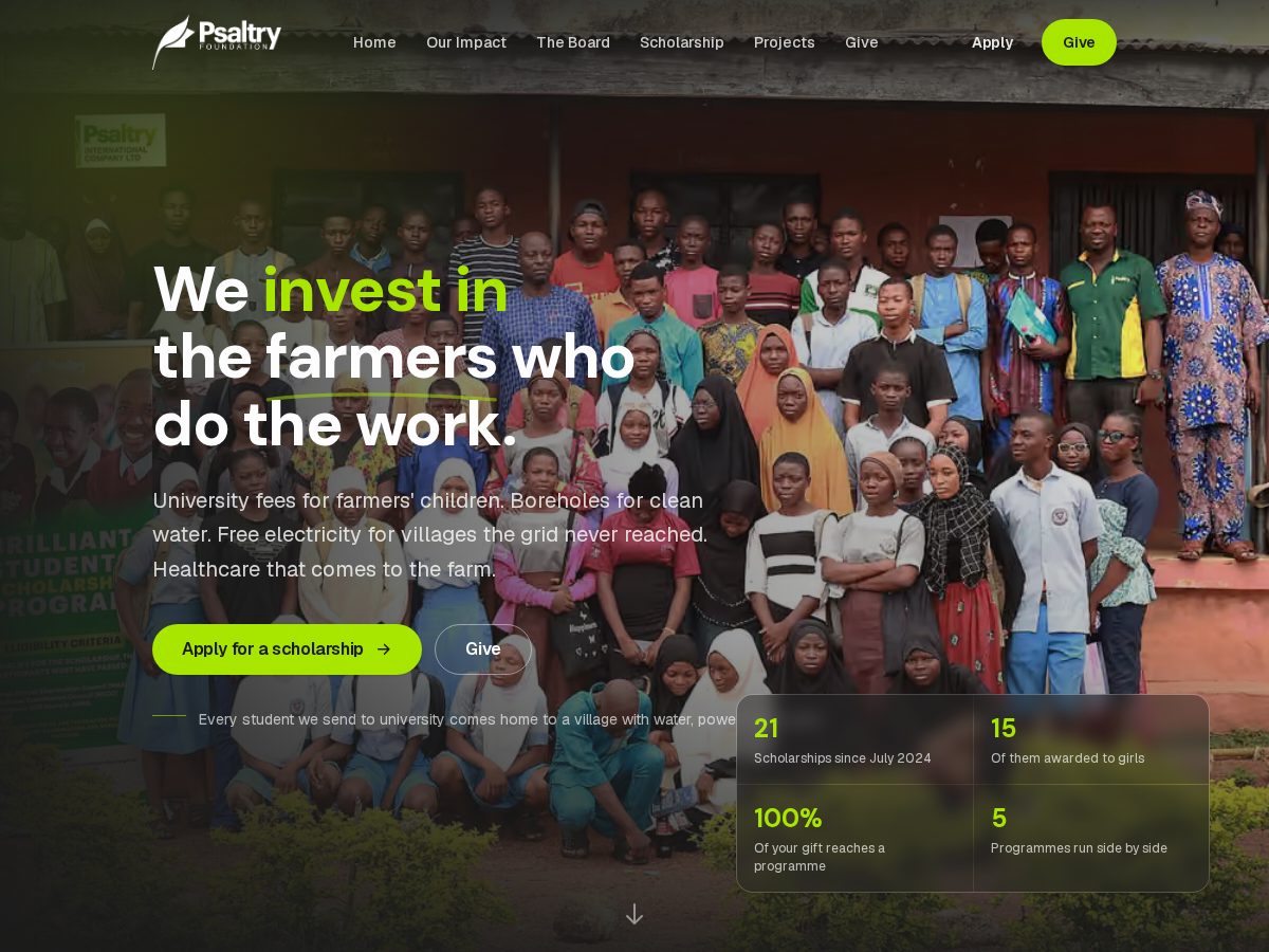 Landing-page snapshot of psaltryfoundation.org