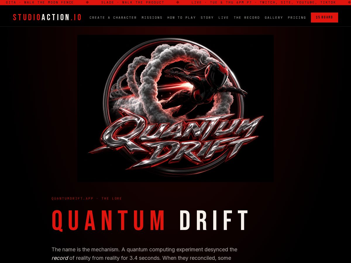 Landing-page snapshot of quantumdrift.app