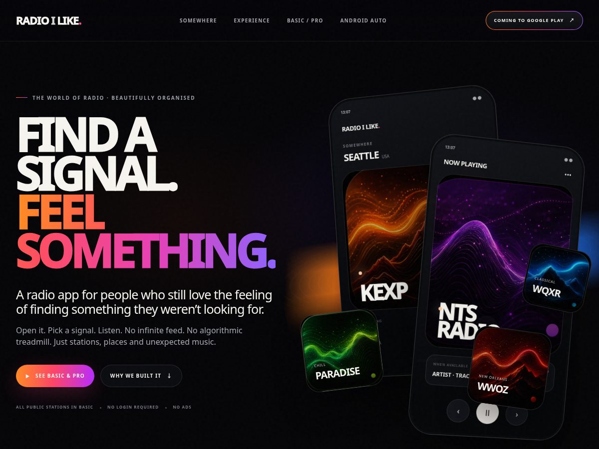 Landing-page snapshot of radioilike.com