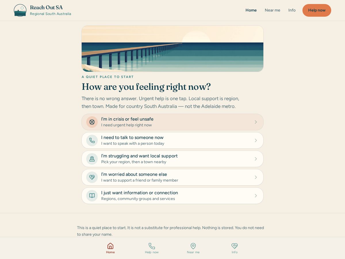 Landing-page snapshot of reachoutsa.org
