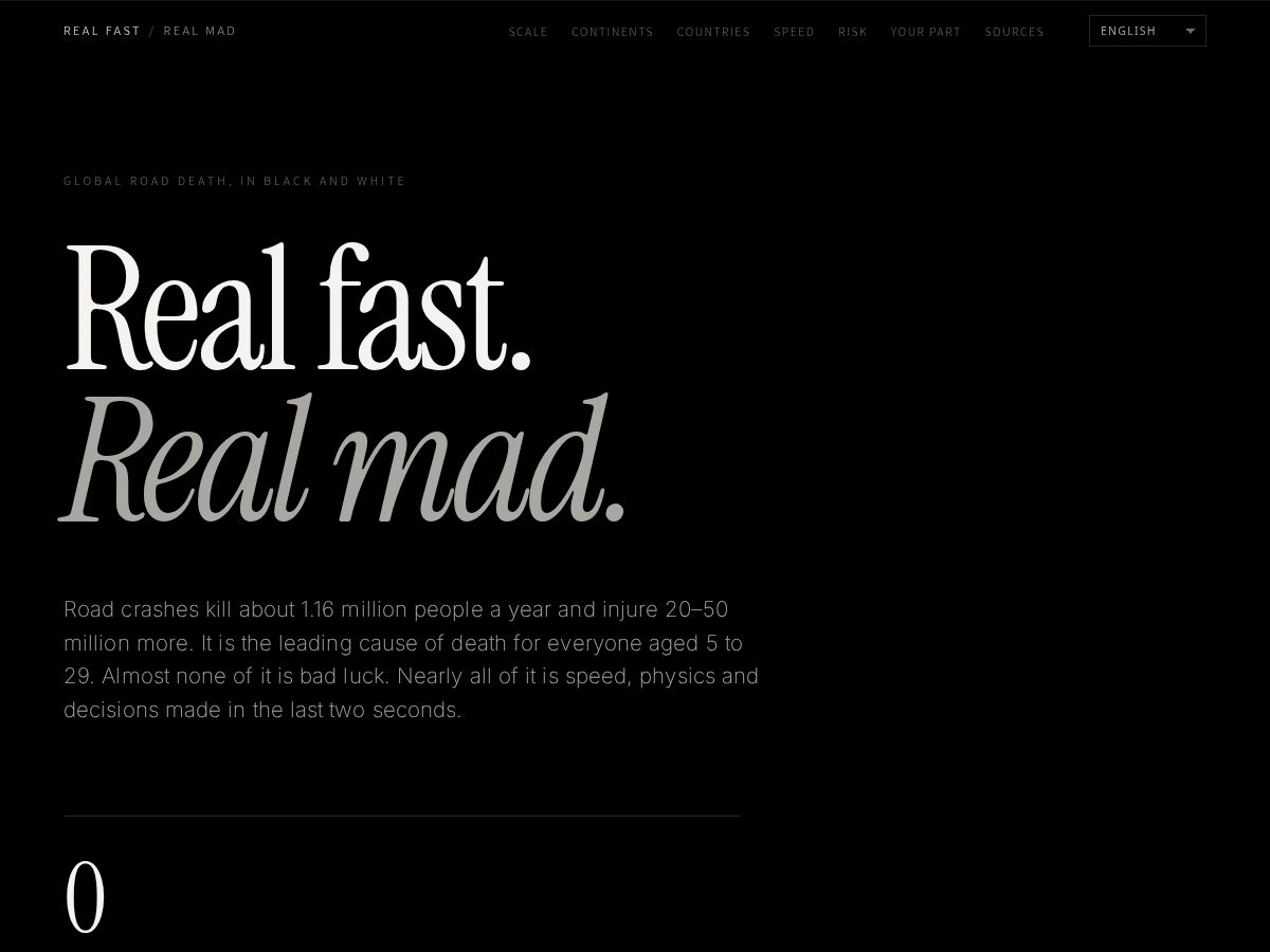 Landing-page snapshot of realfastrealmad.com