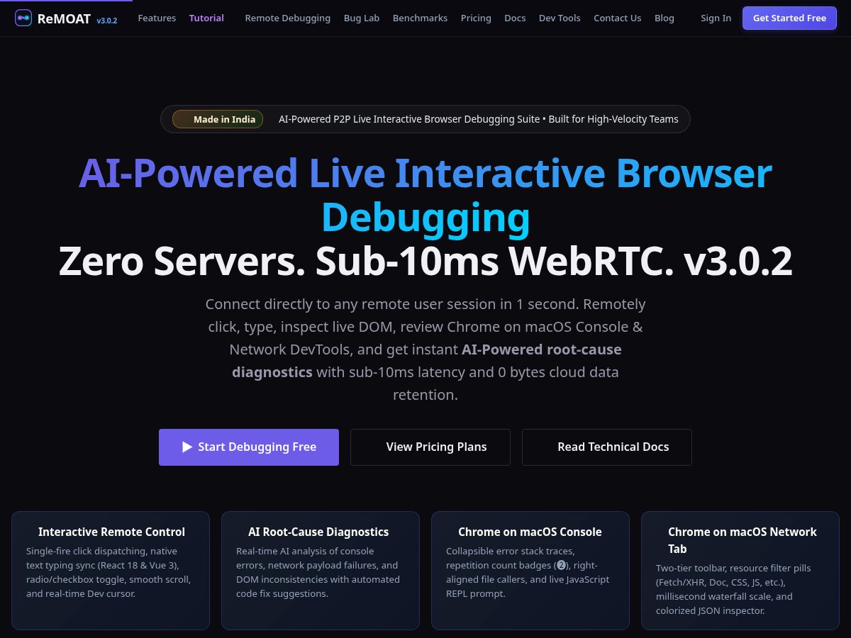 Landing-page snapshot of remoat.dev