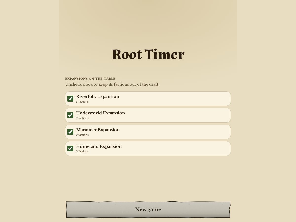 Landing-page snapshot of roottimer.com