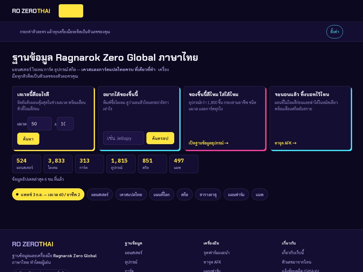 Landing-page snapshot of rozerothai.com