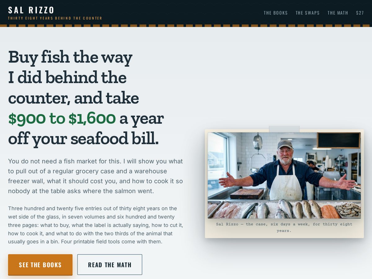Landing-page snapshot of salrizzofish.com