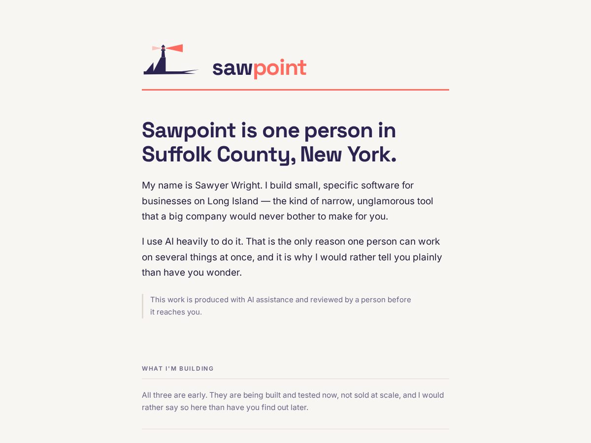 Landing-page snapshot of sawpoint.net