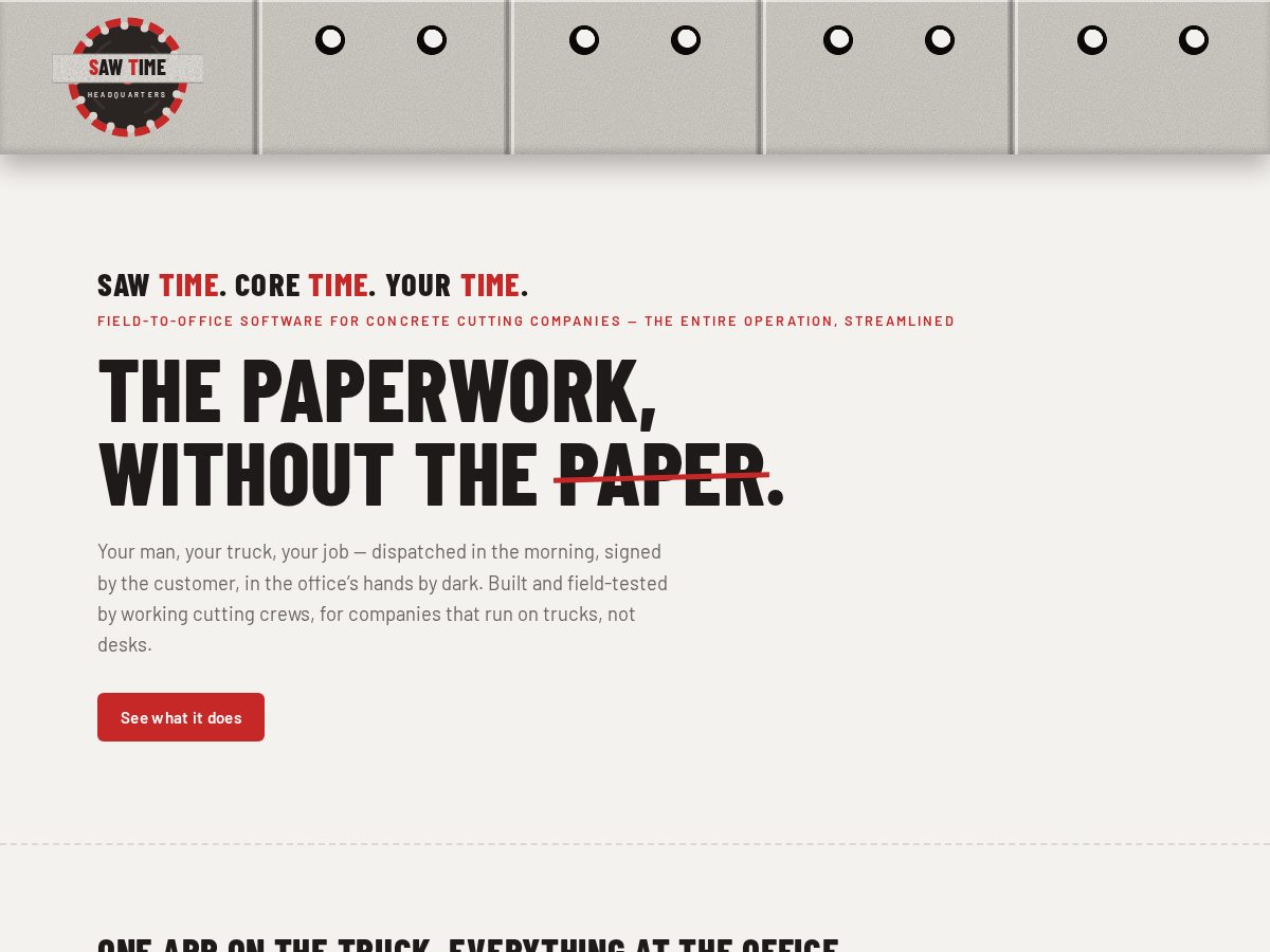 Landing-page snapshot of sawtimehq.com
