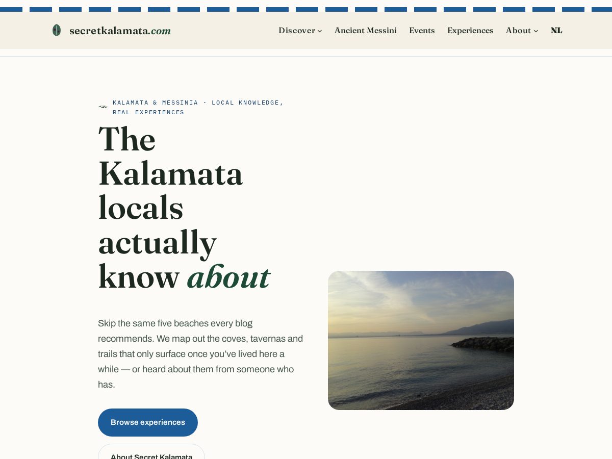 Landing-page snapshot of secretkalamata.com