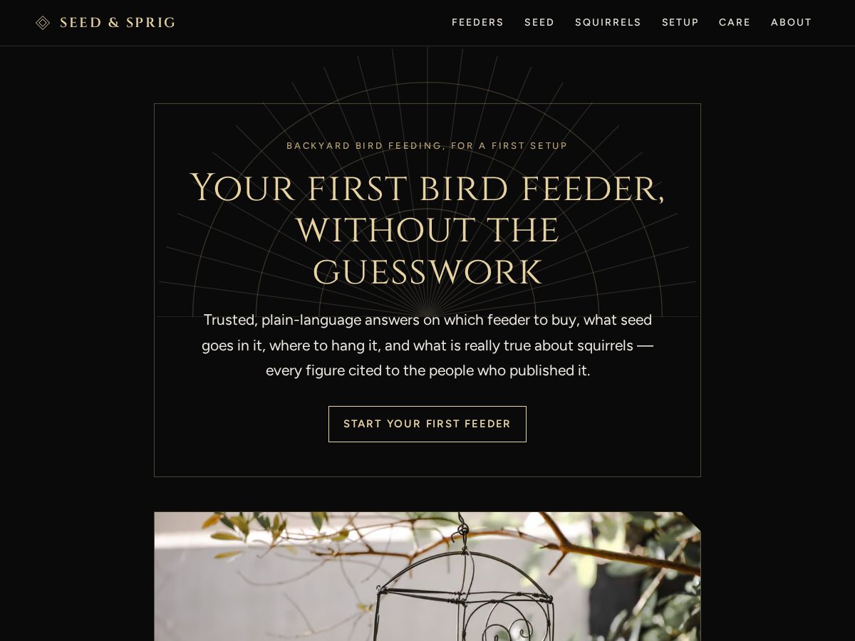 Landing-page snapshot of seedandsprig.com