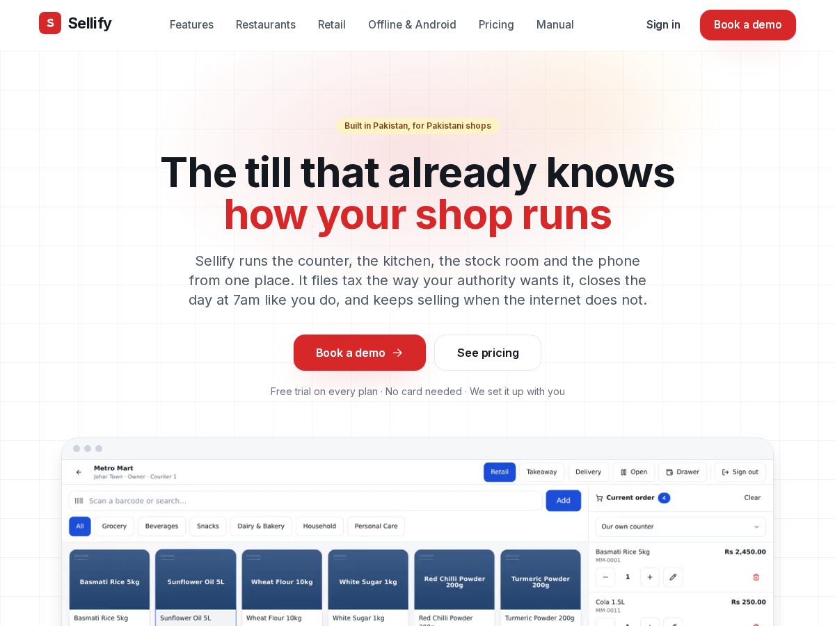 Landing-page snapshot of sellifypos.com