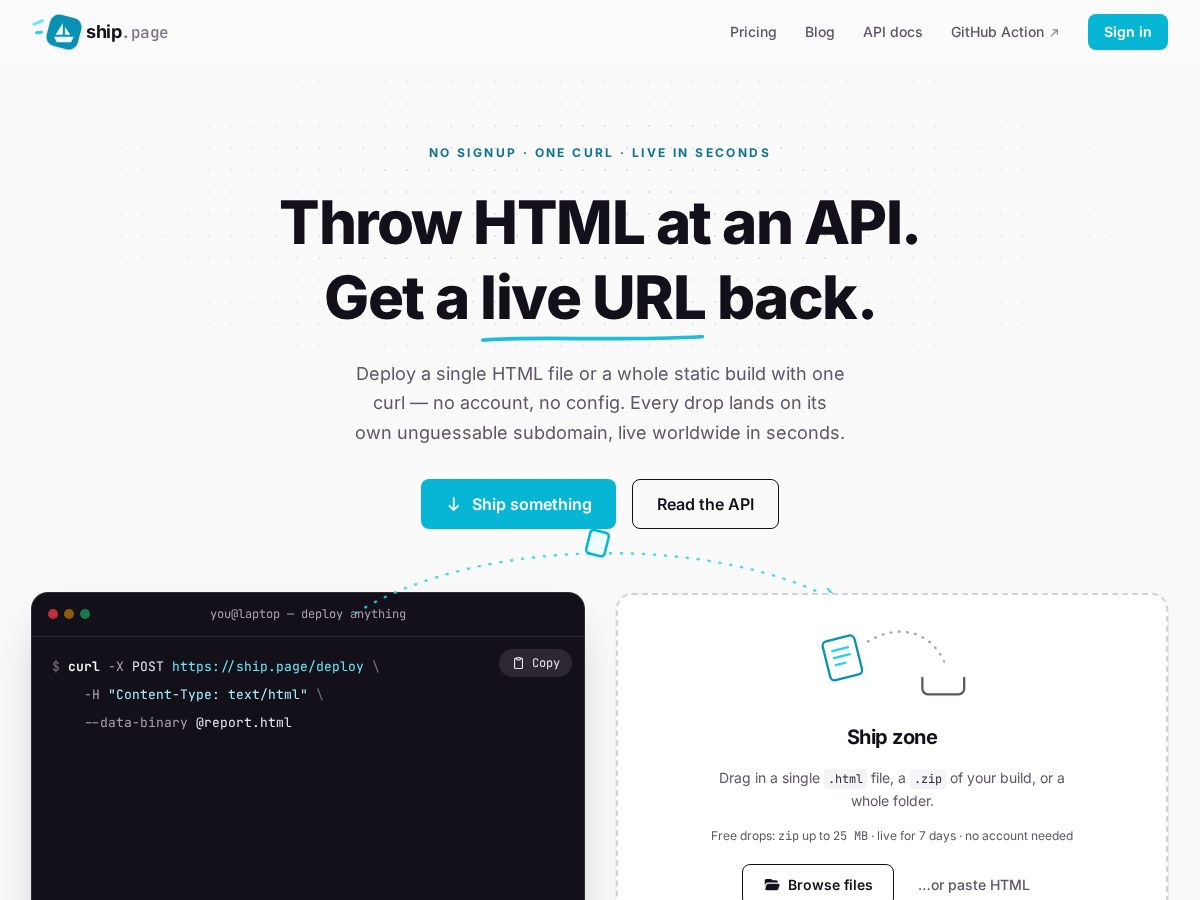 Landing-page snapshot of shipped.run
