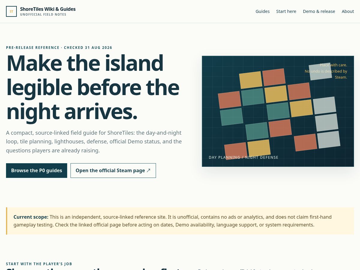Landing-page snapshot of shoretiles.wiki