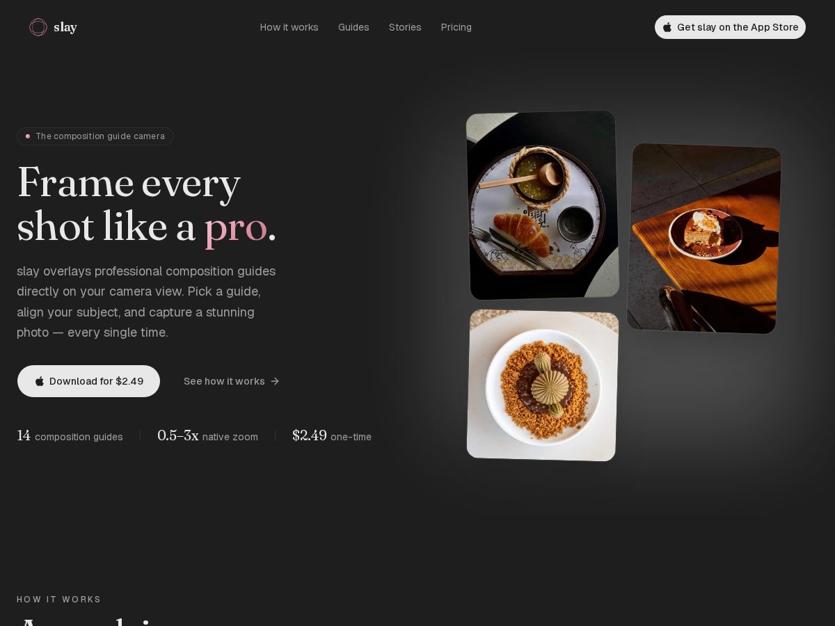 Landing-page snapshot of slaycamera.com
