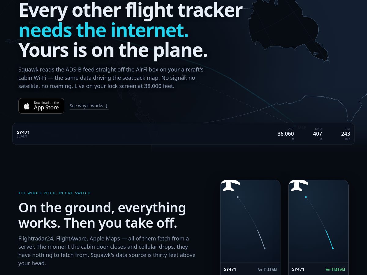 Landing-page snapshot of squawkapp.net
