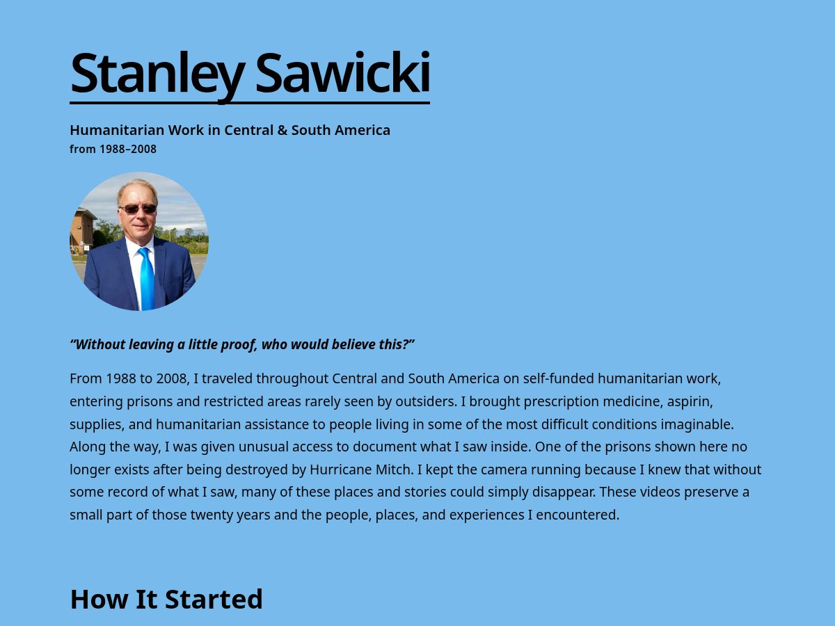 Landing-page snapshot of stansawicki.com