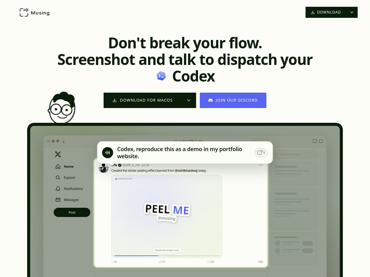 Landing-page snapshot of staymusing.com