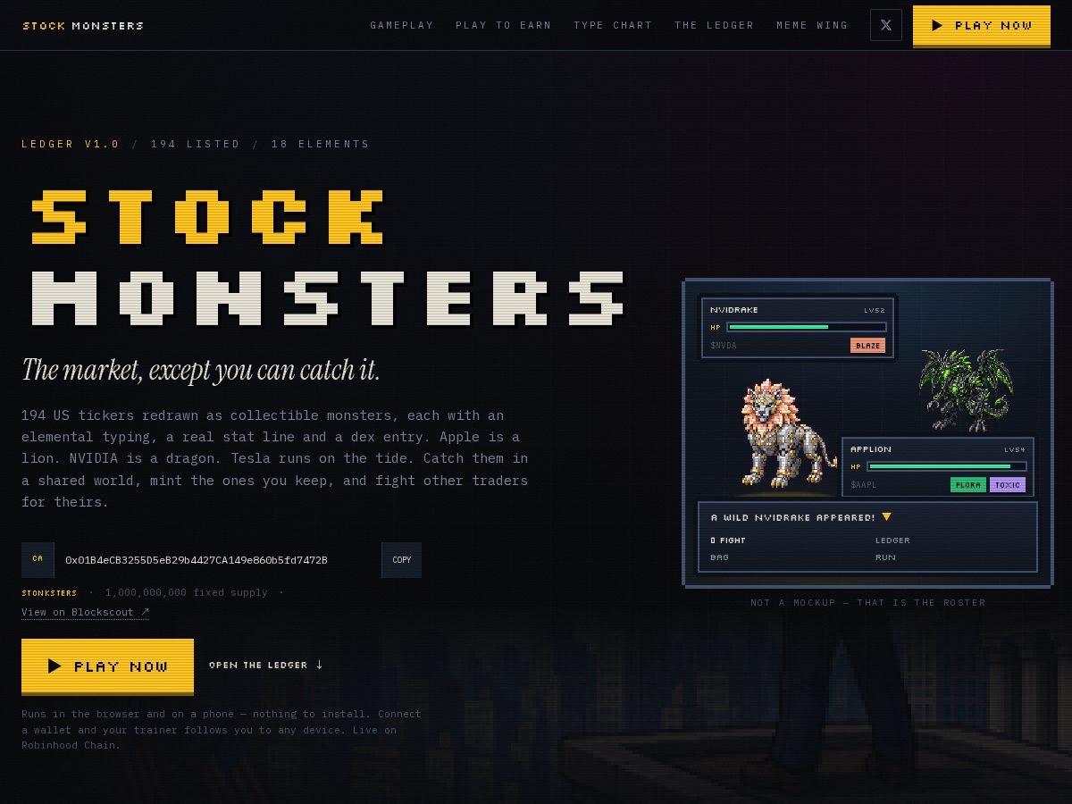 Landing-page snapshot of stockmonsters.xyz