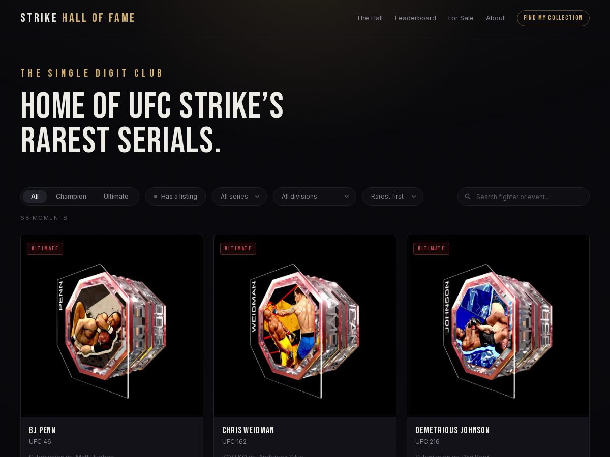 Landing-page snapshot of strike-hall-of-fame.com