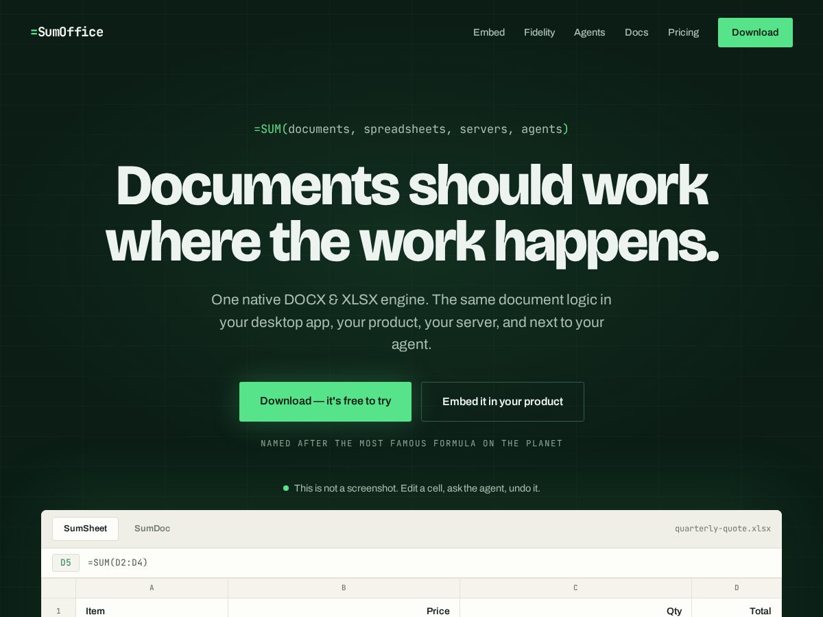 Landing-page snapshot of sumoffice.com