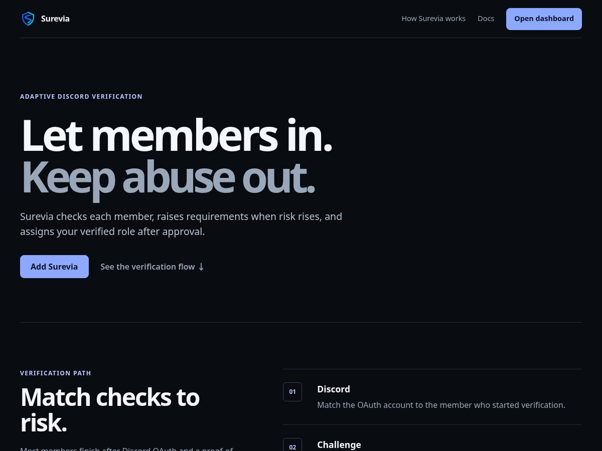 Landing-page snapshot of surevia.app