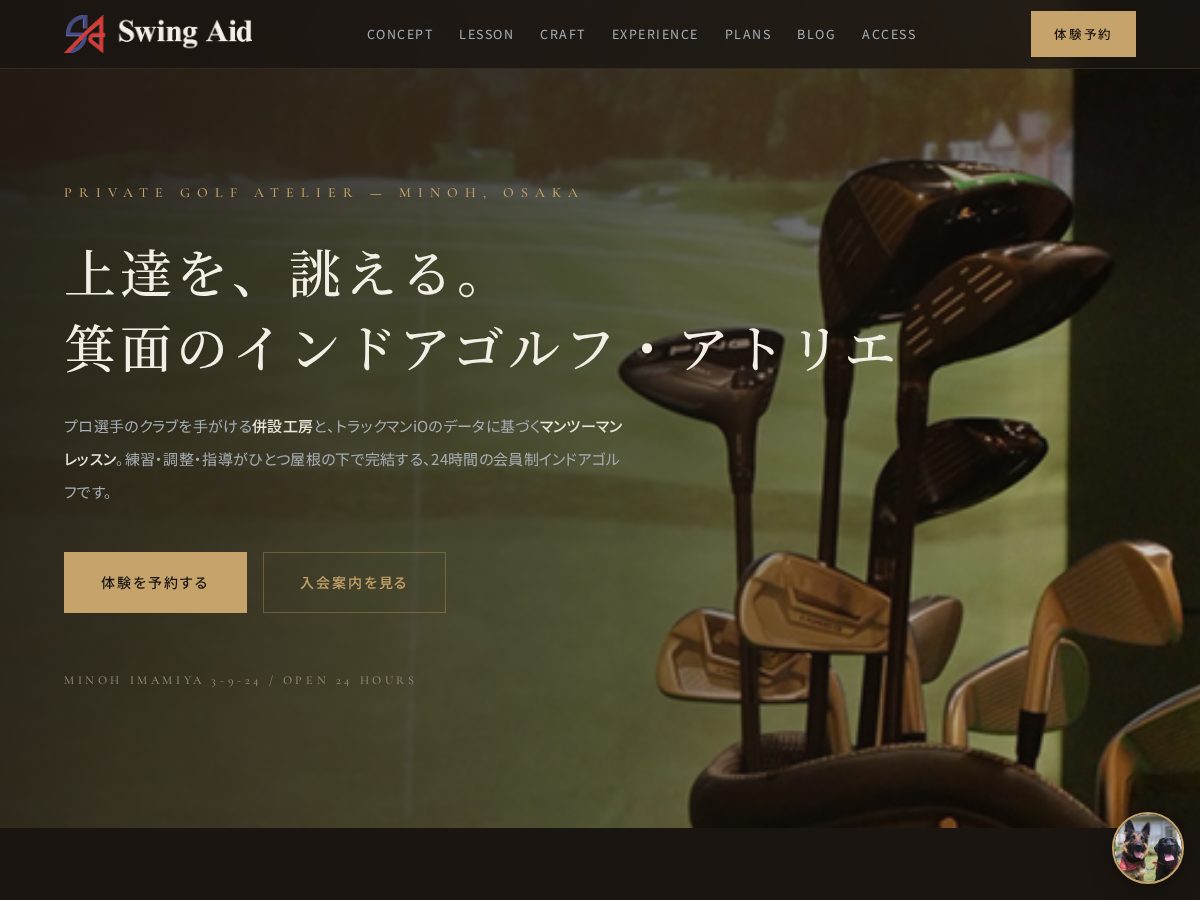 Landing-page snapshot of swingaidgolf.com