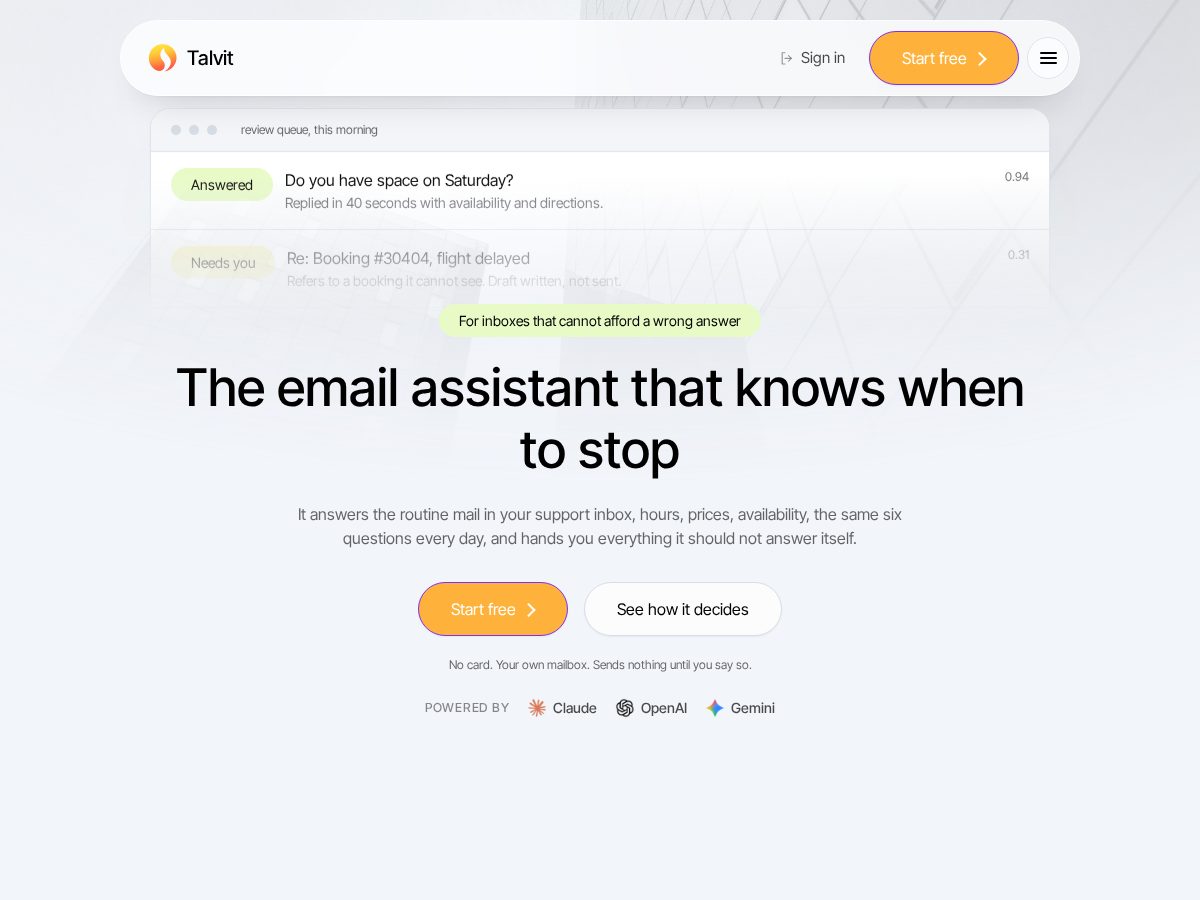 Landing-page snapshot of talvit.com