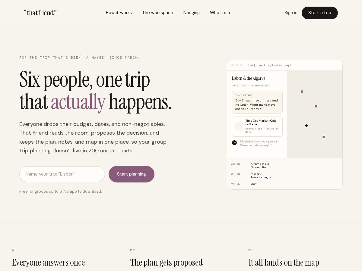 Landing-page snapshot of thatfriendapp.com