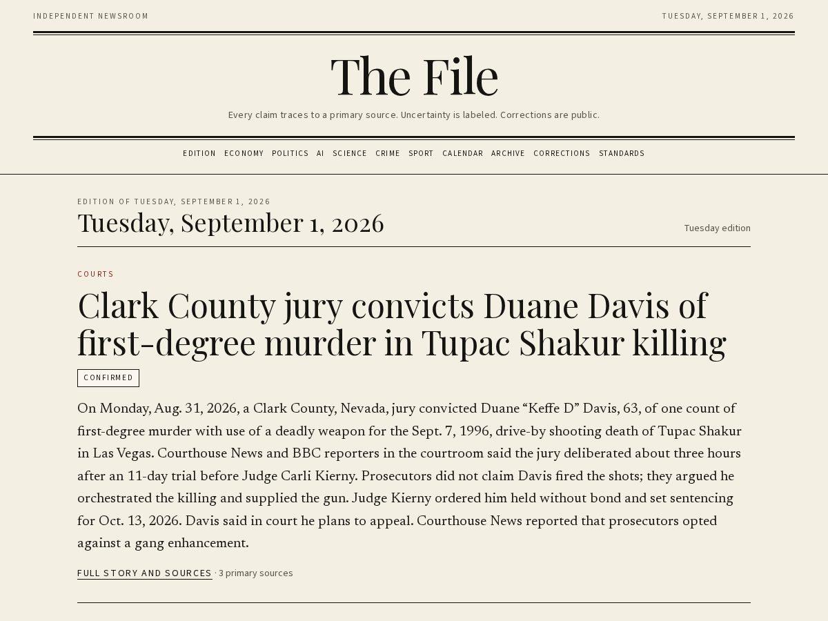 Landing-page snapshot of thefile.news