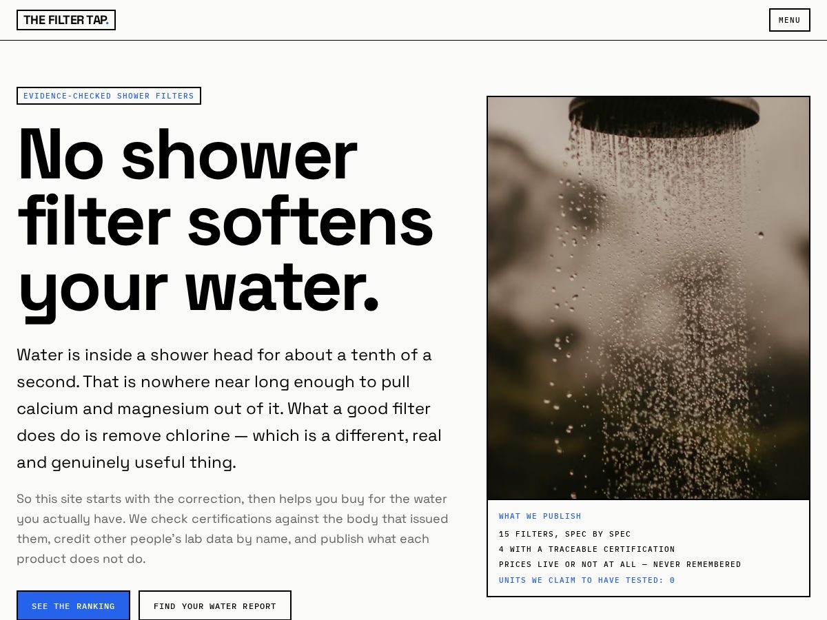 Landing-page snapshot of thefiltertap.com