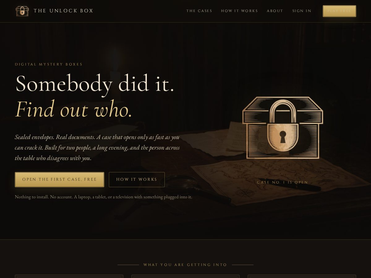 Landing-page snapshot of theunlockbox.com