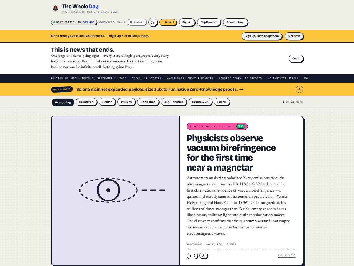 Landing-page snapshot of thewhole.day