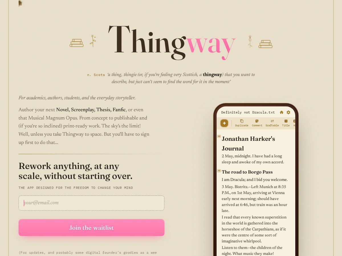 Landing-page snapshot of thingway.app