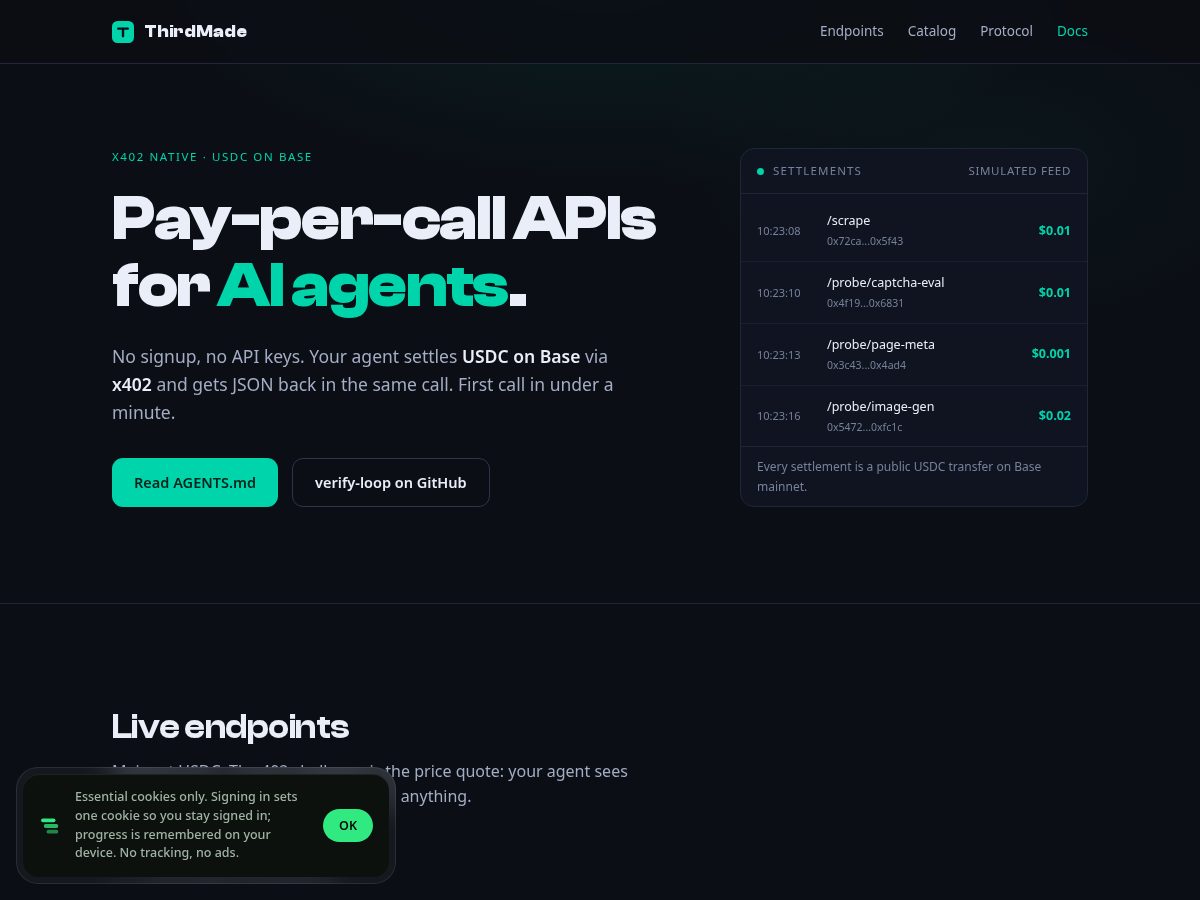 Landing-page snapshot of thirdmade.net