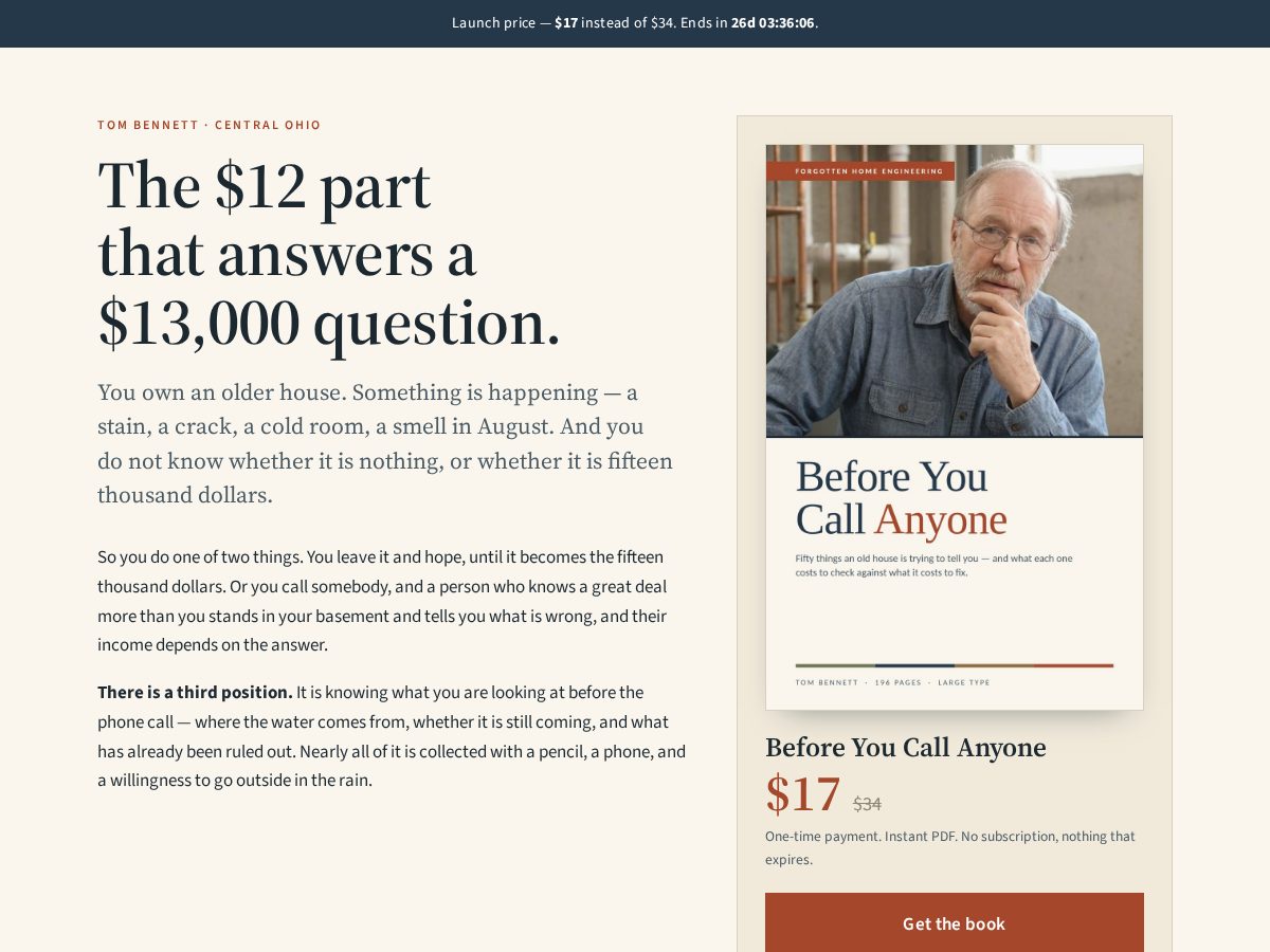 Landing-page snapshot of tombennettbooks.com