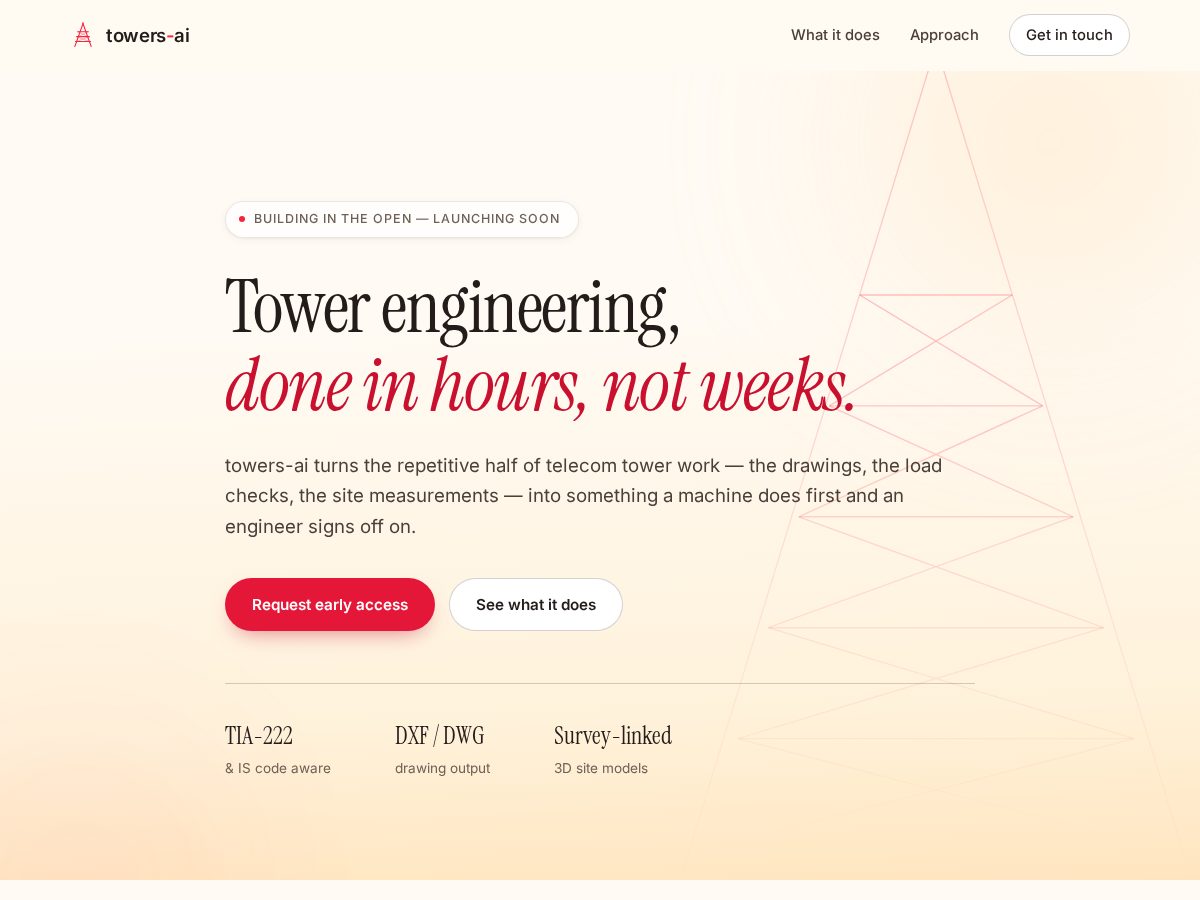 Landing-page snapshot of towers-ai.com
