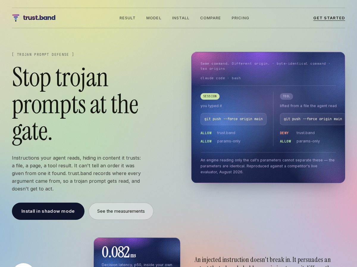 Landing-page snapshot of trust.band