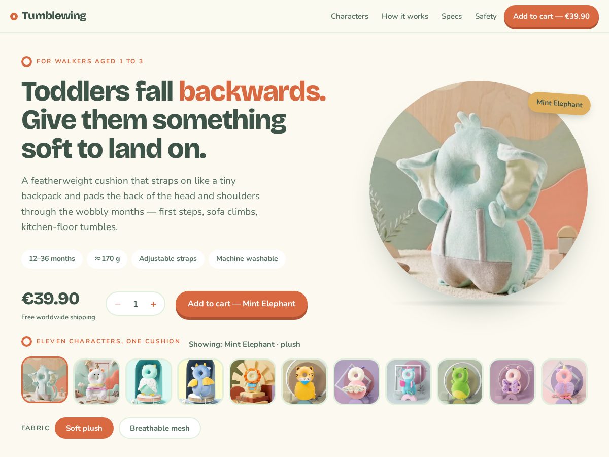 Landing-page snapshot of tumblewing.com