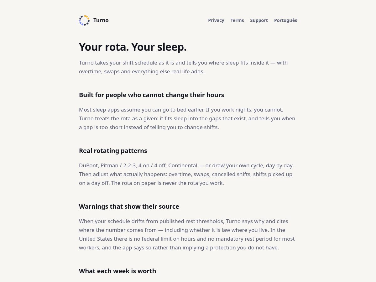 Landing-page snapshot of turnorest.com