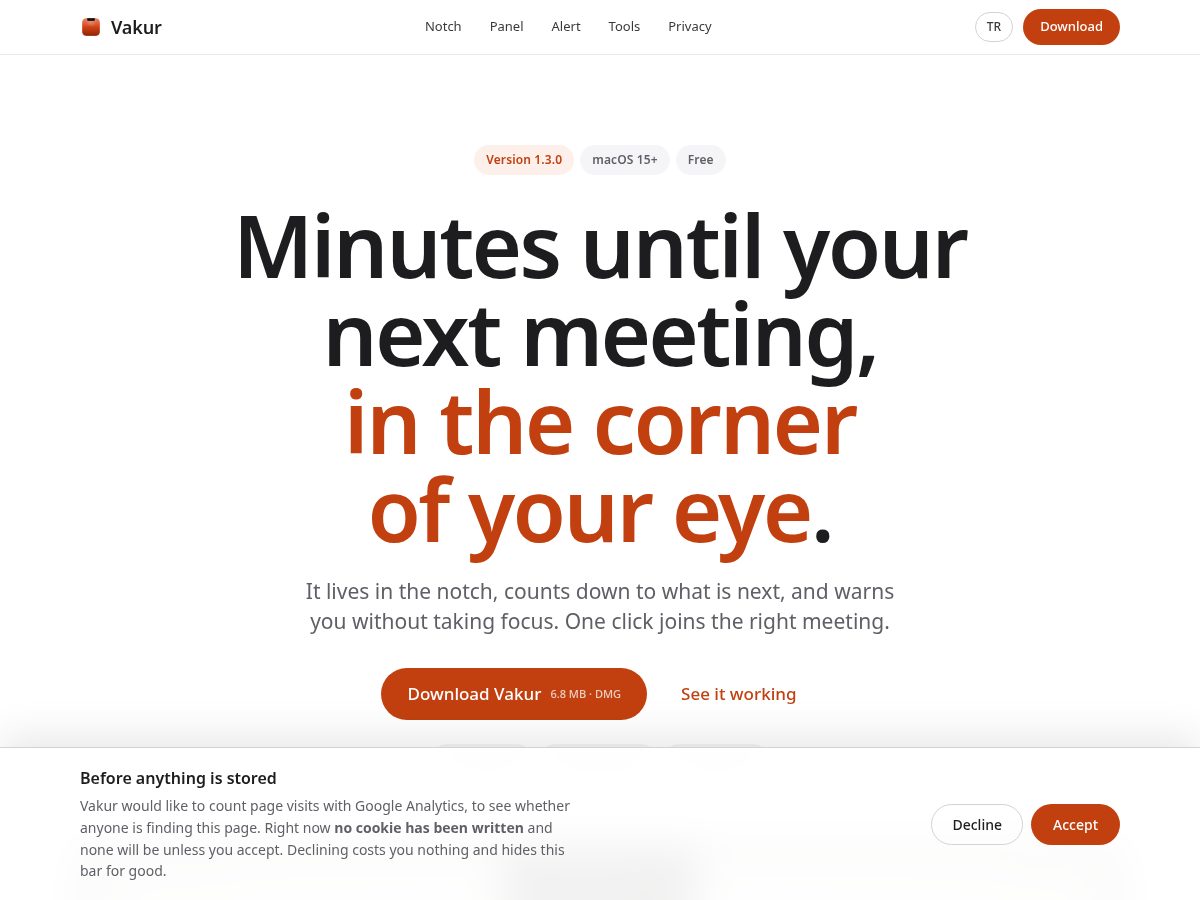 Landing-page snapshot of vakur.app
