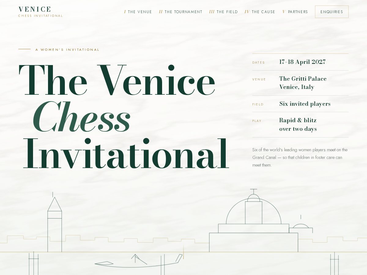 Landing-page snapshot of venicechess.com