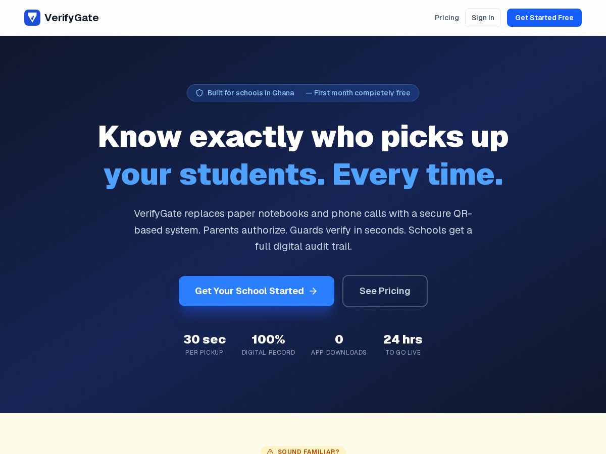 Landing-page snapshot of verifygate.app