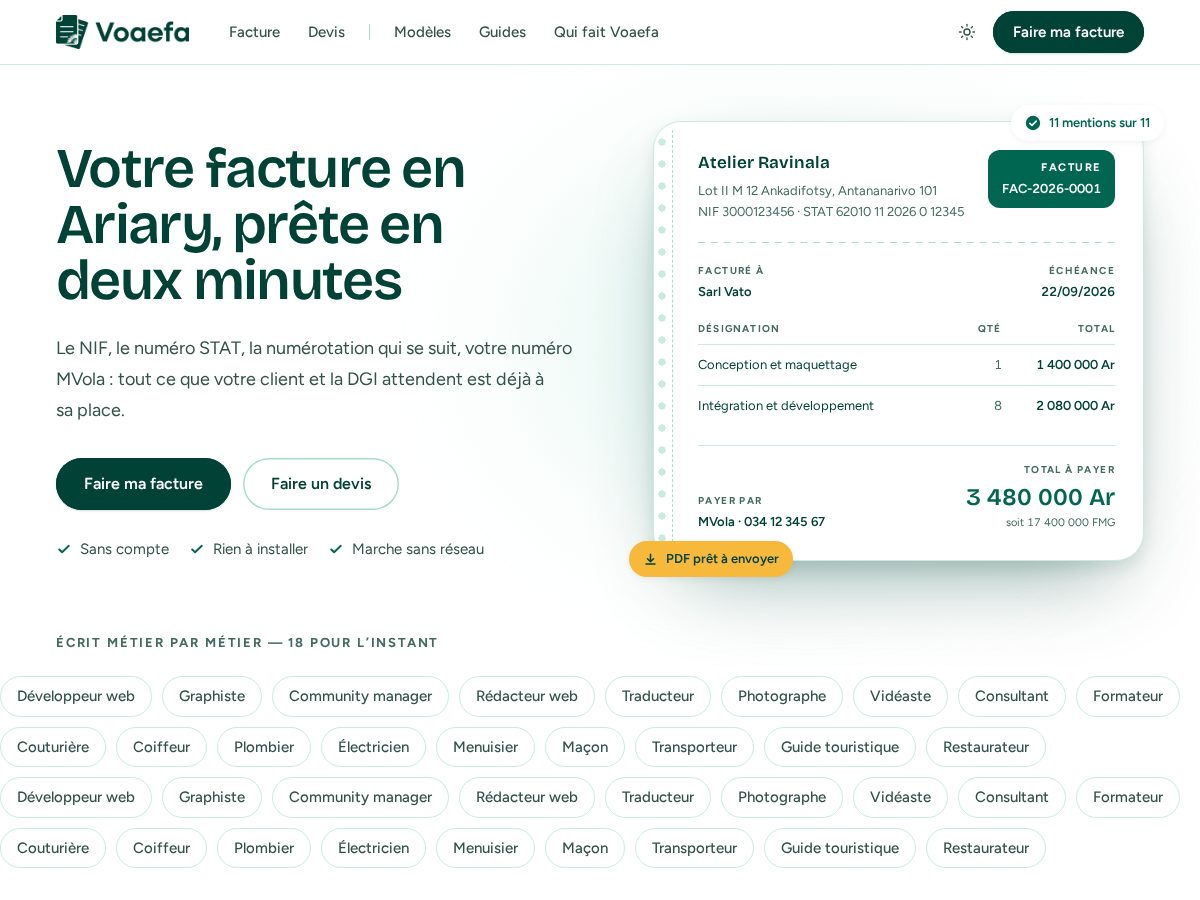 Landing-page snapshot of voaefa.com