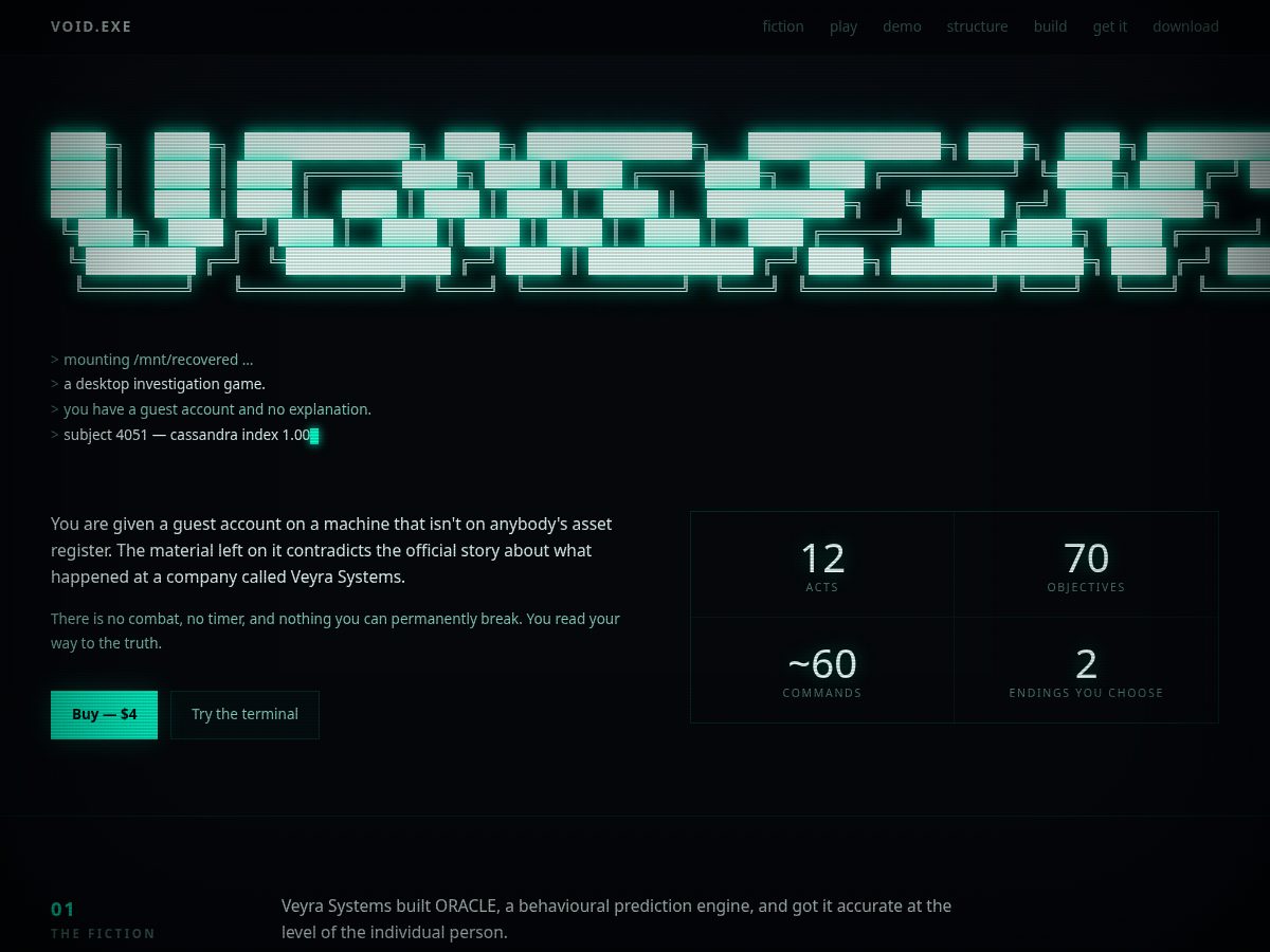 Landing-page snapshot of voidexe.site
