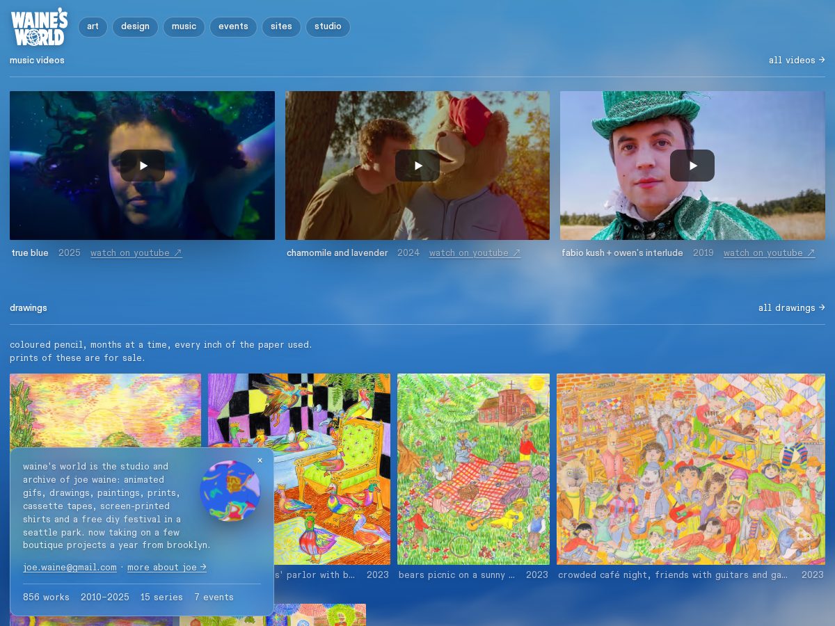 Landing-page snapshot of waines.world
